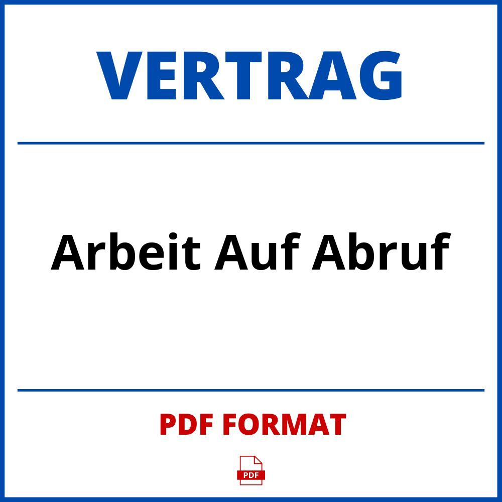 Arbeit Auf Abruf Vertrag