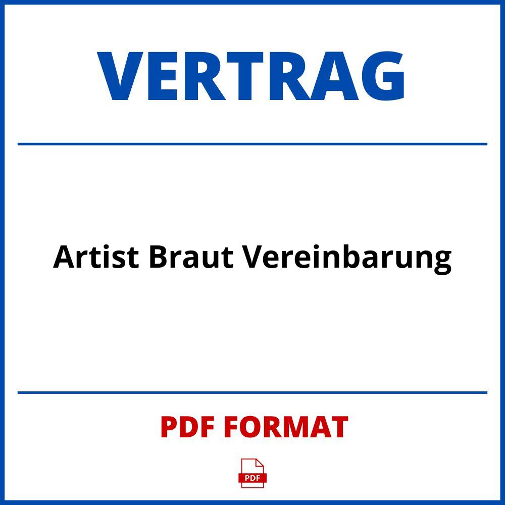 Artist Braut Vereinbarung Vertrag