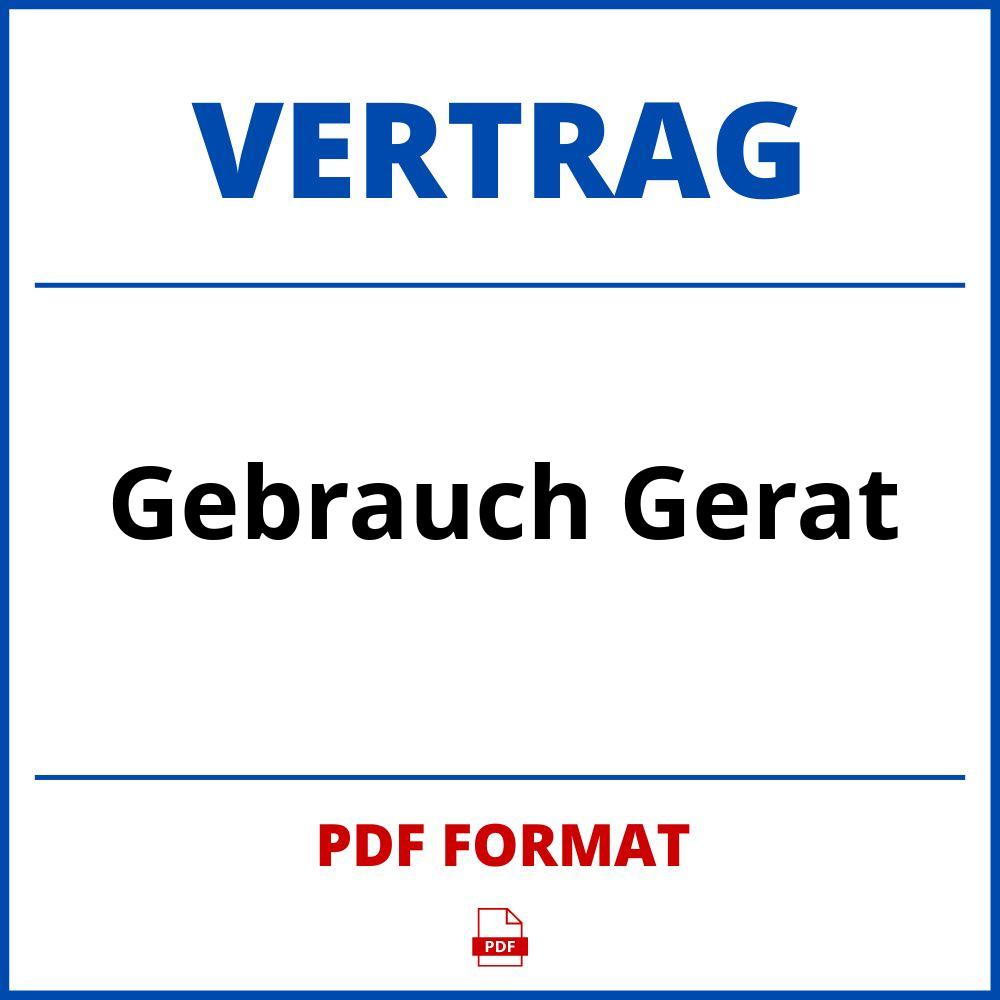 Gebrauch Gerät Vertrag