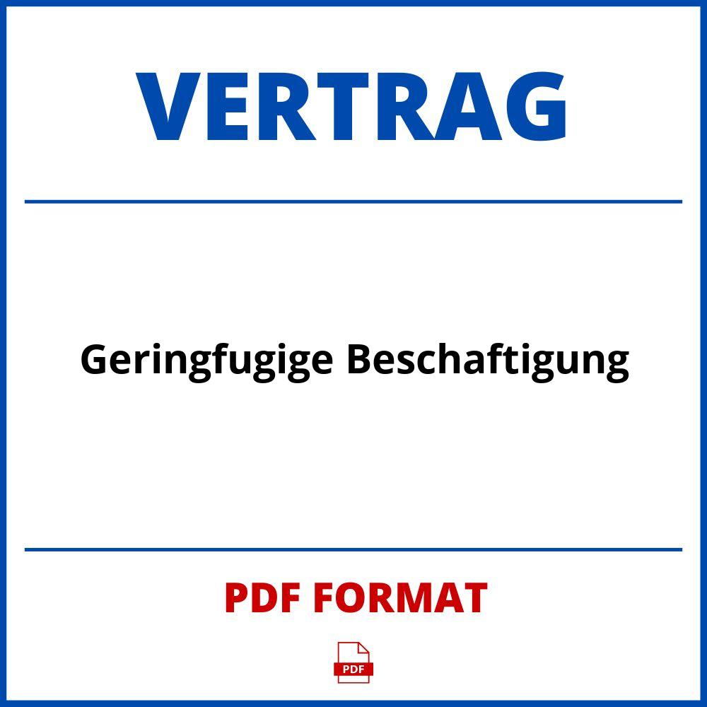 Geringfügige Beschäftigung Vertrag